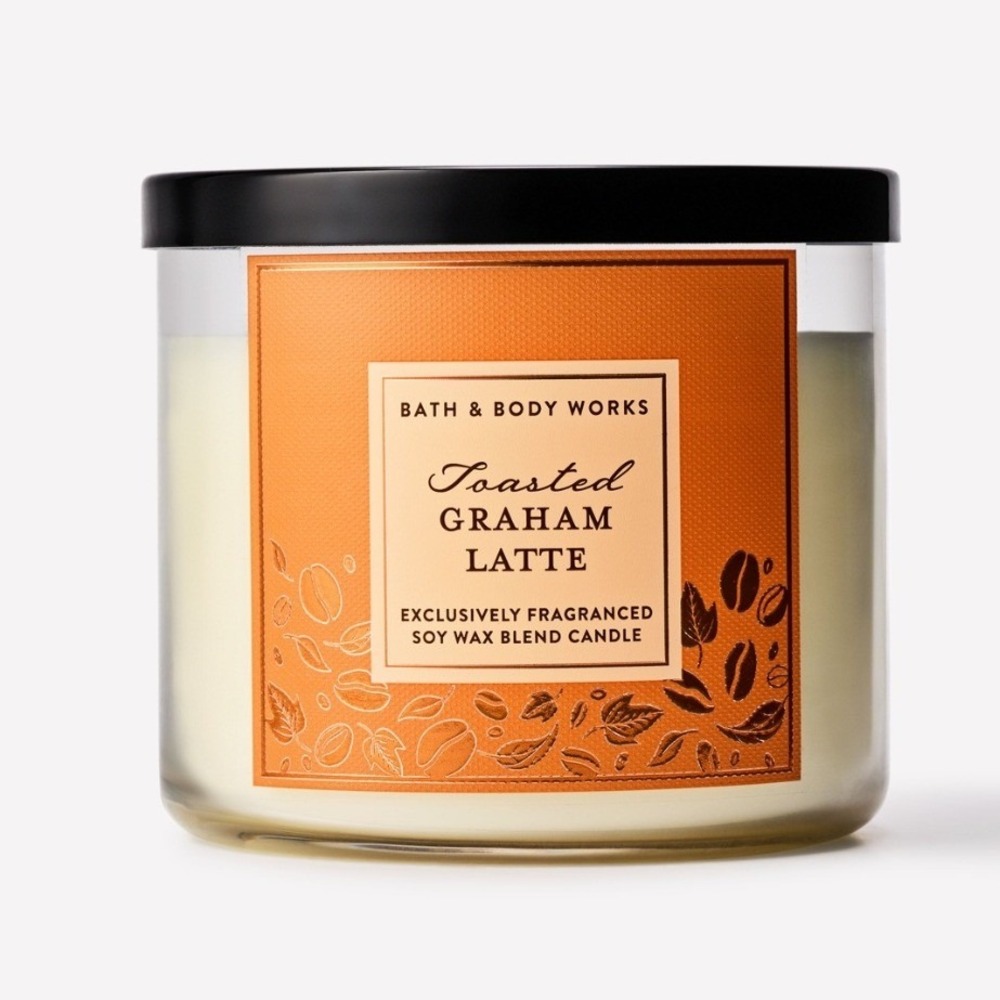 Bath & Body Works Toasted Graham Latte 3-Wick Soy Wax Blend Candle 14.5 oz